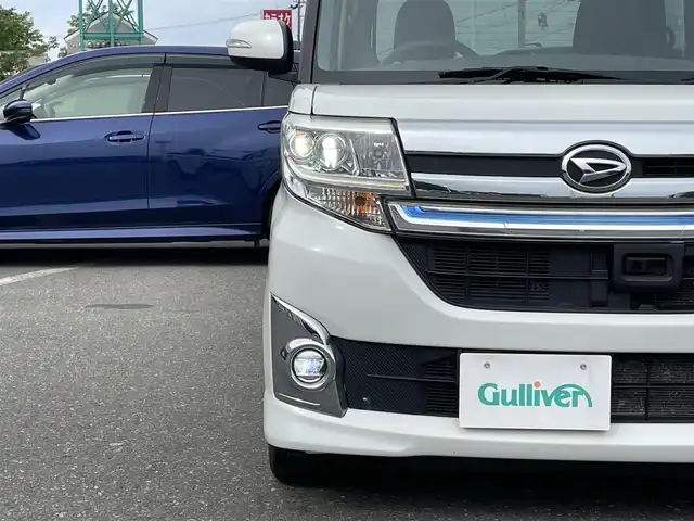 ダイハツ タント カスタム X トップED SAⅡ 青森県 2015(平27)年 7.3万km 白 4WD/社外ナビ/バックカメラ/フルセグTV/衝突軽減ブレーキ/片側パワースライドドア/オートライト/ETC