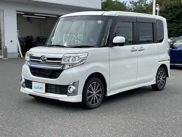 ダイハツ タント カスタム X トップED SAⅡ 青森県 2015(平27)年 7.3万km 白 4WD/社外ナビ/バックカメラ/フルセグTV/衝突軽減ブレーキ/片側パワースライドドア/オートライト/ETC