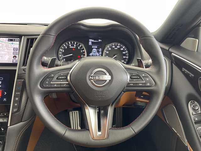 日産 スカイライン 400R 愛知県 2023(令5)年 1.2万km ＤグリーンＭ 法人ワンオーナー/カラーコードDAP ミッドナイトパープル（RM）/８インチ＆７インチツインディスプレイ純正ナビ/・フルセグ/・CD/DVD/・Bluetooth/・USB・AUX/インテリジェントアラウンドビューモニター/純正ドライブレコーダー/ビルトインETC/BOSEサウンドシステム/インテリジェントエマージェンシーブレーキ/後側方衝突防止支援システム/車線逸脱防止支援システム/インテリジェントクルーズコントロール/ハイビームアシスト・アクティブAFS/パーソナルドライビングポジションメモリーシステム/運転席・助手席パワーシート/シートヒーター/ウェッズスポーツアルミホイール