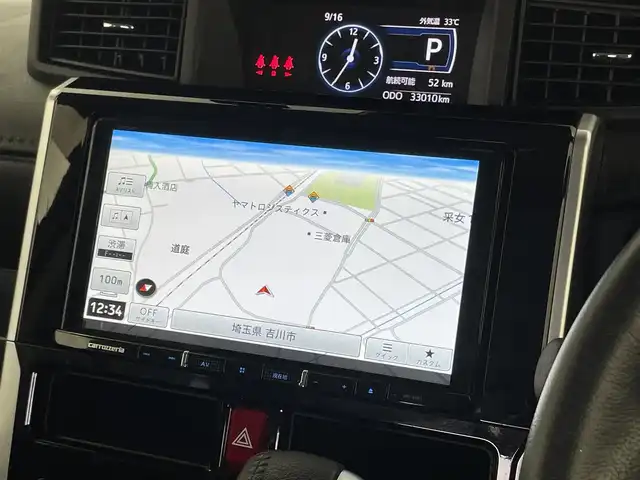 トヨタ ルーミー カスタムG－T 埼玉県 2021(令3)年 3.3万km パールホワイトⅢ 社９インチナビ　ＥＴＣ　前後ドライブレコーダー　シートヒーター　レーダークルーズコントロール　ＨＤＭＩ　両側パワースライドドア　純正アルミホイール　オートライト　スマートキー　ＬＥＤヘッドライト　ＴＶ