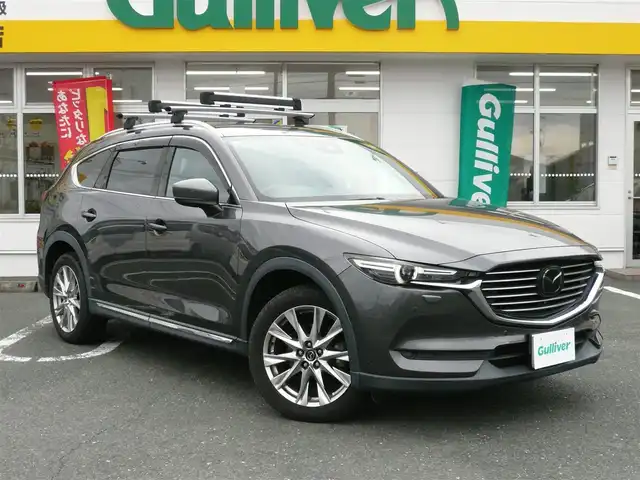 マツダ ＣＸ－８ XD Lパッケージ 静岡県 2017(平29)年 17.6万km マシーングレープレミアムM 純正メーカーオプションナビ/BOSEサウンドシステム/フルセグテレビ/Bluetooth/DVD再生/AUX・USB/全周囲カメラ/車間認知支援システム/スマートシティブレーキ/ブラインドスポット/レーンキープアシスト/交通標識認識システム/ドライバーアテンションアラート/ヘッドアップディスプレイ/レーダークルーズコントロール/THULEルーフキャリア/パワーバックドア/ステアリングヒーター/シートヒーター/パワーシート/レザーシート/オートライト/オートハイビーム/LEDヘッドライト/オートワイパー/ETC