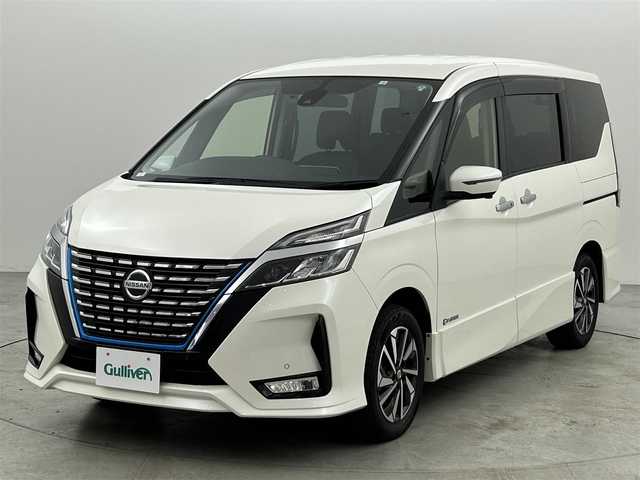 日産 セレナ e－パワー ハイウェイスター V 福岡県 2020(令2)年 8.6万km ブリリアントホワイトパール 後席モニター　/純正ナビ　/全方位カメラ　/ＥＴＣ　/前後ドラレコ　/ＡＣＣ　/プロパイロット　/コーナーセンサー　/エマージェンシーブレーキ　/レーンキープ　/ＢＳＭ　/パーキングアシスト　/両側電動スライドドア　/ＬＥＤ