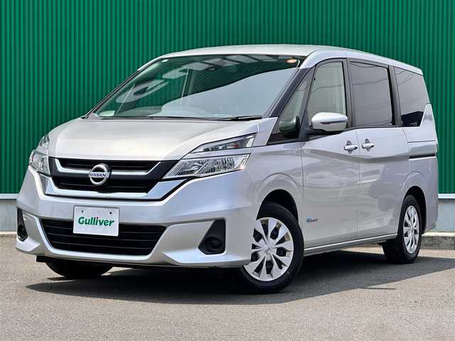 日産 セレナ X 宮城県 2017(平29)年 8.7万km ブリリアントシルバー ワンオーナー/エマージェンシーブレーキ/車線逸脱警報/純正ナビ（MJ116D-W）/・CD/SD/・Bluetooth/・フルセグTV/バックカメラ/ビルトインETC/ワンタッチオートスライドドア（助手席側）/ステアリングスイッチ/オートライト/スマートキー＆プッシュスタート/電動格納ミラー/フロアマット/Wエアバッグ/取扱説明書/保証書