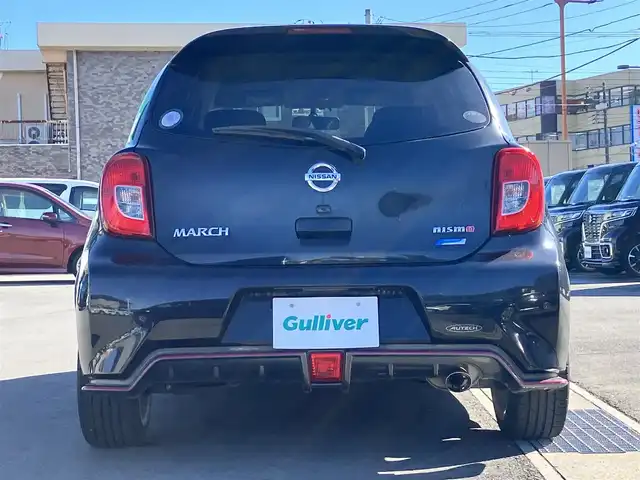 日産 マーチ ニスモ 静岡県 2017(平29)年 5.5万km ピュアブラック エンジンスタートボタン/パワーステアリング/パワーウィンドウ/保証書/取扱説明書/記録簿/アイドリングストップ/スマートキー/スペアキー1本/オートエアコン/ETC/SDナビ（CD/DVD/BT/フルセグ）/純正フロアマット/布シート/純正アルミホイール/ABS/横滑り防止装置/オートライト/LEDヘッドライト/Wエアバッグ