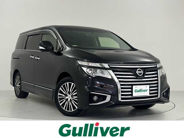 日産 エルグランド 250ハイウェイスターS 大阪府 2017(平29)年 2.4万km ファントムブラック 純正８インチナビ/   TV/CD/DVD/Bluetooth/全方位モニター/後席モニター/両側パワースライドドア/クルーズコントロール/オットマン/純正フロアマット/プッシュスタート/コーナーセンサー/スマートキー/ＥＴＣ/ＬＥＤライト
