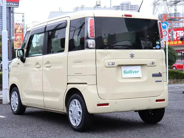 スズキ スペーシア HYBRID G 神奈川県 2019(令1)年 1.6万km シフォンアイボリーM ワンオーナー /バックカメラ/ETC /社外メモリナビ/Bluetoothオーディオ/DVDナビ/フルセグテレビ//アイドリングストップ/ドアバイザー/プッシュスタート/純正フロアマット/保証書/取説/スペアキー/記録簿(R2/3/4/5/6/全ディーラー)
