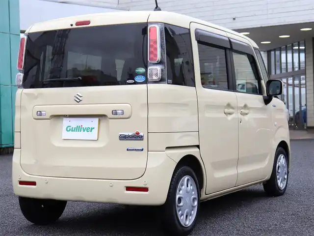 スズキ スペーシア HYBRID G 神奈川県 2019(令1)年 1.6万km シフォンアイボリーM ワンオーナー /バックカメラ/ETC /社外メモリナビ/Bluetoothオーディオ/DVDナビ/フルセグテレビ//アイドリングストップ/ドアバイザー/プッシュスタート/純正フロアマット/保証書/取説/スペアキー/記録簿(R2/3/4/5/6/全ディーラー)