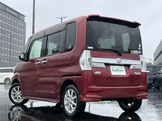 ダイハツ タント カスタム X SA 千葉県 2013(平25)年 5.8万km ファイアークォーツレッドM ユーザー買取車/禁煙車/社外オーディオディスプレイ/・SPH-DA99/・Bluetooth/CD/Radio/片側パワースライドドア/衝突被害軽減ブレーキ/横滑り防止装置/ステアリングリモコン/HIDオートライト/フロントフォグ/スマートキー/スペアキー