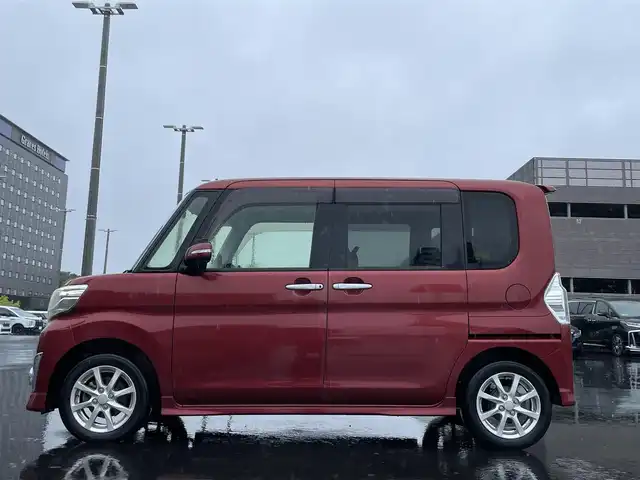 ダイハツ タント カスタム X SA 千葉県 2013(平25)年 5.8万km ファイアークォーツレッドM ユーザー買取車/禁煙車/社外オーディオディスプレイ/・SPH-DA99/・Bluetooth/CD/Radio/片側パワースライドドア/衝突被害軽減ブレーキ/横滑り防止装置/ステアリングリモコン/HIDオートライト/フロントフォグ/スマートキー/スペアキー