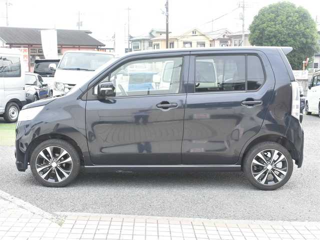 スズキ ワゴンＲ スティングレー T 神奈川県 2013(平25)年 4.8万km ブルーイッシュブラックパール3 メモリナビ/フルセグテレビ/プッシュスタート/スマートキー/ETC/HID/黒革調シートカバー/記録(H.25.26.27.30.R.2.4.5)