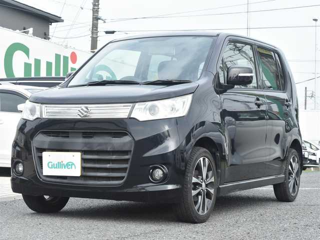 スズキ ワゴンＲ スティングレー T 神奈川県 2013(平25)年 4.8万km ブルーイッシュブラックパール3 メモリナビ/フルセグテレビ/プッシュスタート/スマートキー/ETC/HID/黒革調シートカバー/記録(H.25.26.27.30.R.2.4.5)