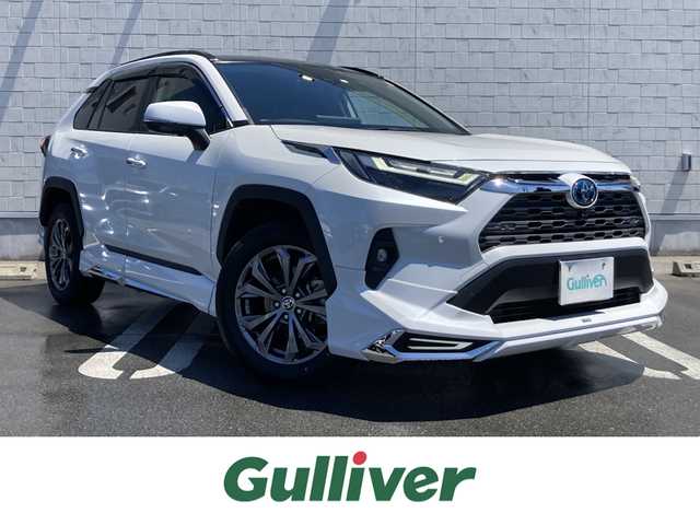 トヨタ ＲＡＶ４ ハイブリットG 静岡県 2023(令5)年 3.9万km プラチナホワイトパールマイカ Toyota Safety Sense/純正10.5インチナビ/　AM FM Bluetooth USB AppleCarPlay AndroidAuto/フルセグTV/ビルトインETC2.0/アラウンドビューモニター/LEDオートヘッドライト/レーダークルーズコントロール/ブラックレザーシート/シートヒーター/シートベンチレーション(前席)/パワーシート(運転席)/モデリスタフルエアロ/ワンオーナー/ムーンルーフ