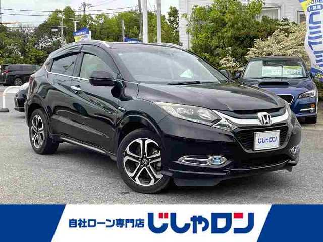 ホンダ ヴェゼル ハイブリッド Z 愛知県 2014(平26)年 7.9万km クリスタルブラックパール (株)IDOMが運営する【じしゃロン名古屋鳴海店】の自社ローン専用車両になりますこちらは現金またはオートローンご利用時の価格です。自社ローンご希望の方は別途その旨お申付け下さい/プッシュスタート/社外メモリーナビ・フルセグTV/　（CD/DVD/BT）/バックカメラ/シートヒーター/LEDライト/ETC