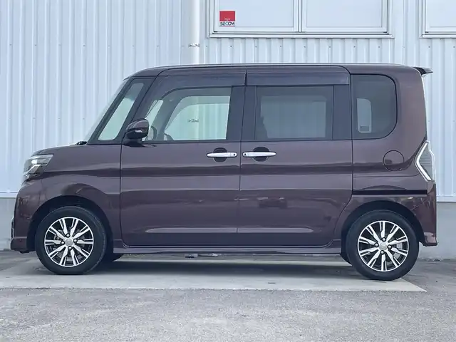 ダイハツ タント カスタムX トップED VS SAⅢ 愛媛県 2019(令1)年 2.3万km プラムブラウンクリスタルマイカ 純正ナビ　/全方位カメラ　/両側パワースライドドア　/衝突被害軽減装置　/横滑り防止装置　/アイドリングストップ　/オートハイビーム　/Ｄ／Ｎ席シートヒーター　/電格ミラー　/ＥＴＣ　/ドアバイザー　/現状サマー(純正AW)(155/65/R14)/BRIDGESTONE NEWNO