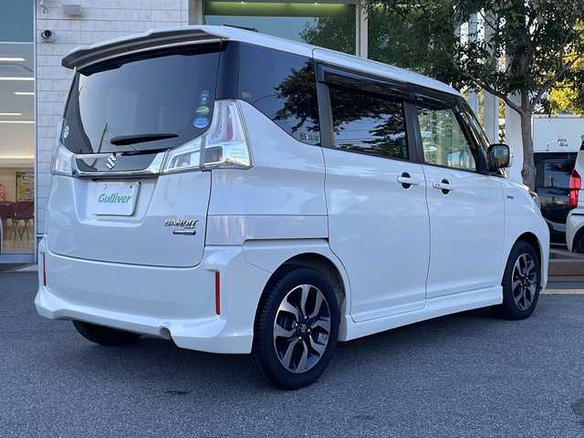 スズキ ソリオ バンディット HV MV Dカメラ ブレーキS 鳥取県 2018(平30)年 5.5万km ピュアホワイトP 登録時走行距離：54261km/4WD/ディーラー純正ケンウッド製8型メモリナビ/　CD DVD BT フルセグTV/バックカメラ/パワースライドドア/デュアルカメラブレーキサポート/クルーズコントロール/LEDヘッドライト/オートライト/フォグランプ/シートヒーター/ロールサンシェード/ISOFIX/シート下収納/革巻きステアリング/ステアリングスイッチ/プッシュスタート/スマートキー/スペアキー/新車時保証書