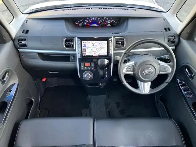 ダイハツ タント カスタム RS トップED SA Ⅲ 静岡県 2018(平30)年 3.4万km パールホワイトⅢ エンジンスタートボタン/保証書/記録簿/取扱説明書/パワーステアリング/パワーウィンドウ/アイドリングストップ/ターボ/スマートキー/スペアキー1本/オートエアコン/USB入力端子/HDMI/ETC/純正8型ナビ（CD/DVD/BT/フルセグ）/純正フロアマット/ハーフレザーシート/D席シートヒーター/両側パワースライドドア/純正アルミホイール/ABS/横滑り防止装置/コーナーセンサー/レーンキープアシスト/盗難防止装置/オートライト/オートマチックハイビーム/LEDヘッドライト/Wエアバッグ/衝突軽減システム