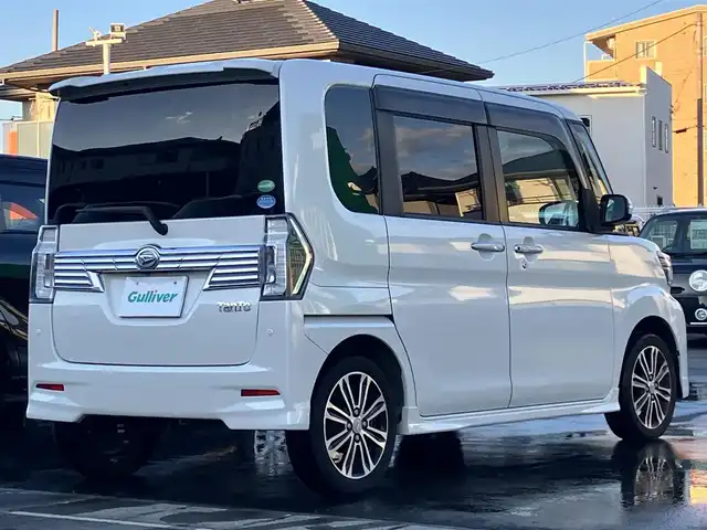 ダイハツ タント カスタム RS トップED SA Ⅲ 静岡県 2018(平30)年 3.4万km パールホワイトⅢ エンジンスタートボタン/保証書/記録簿/取扱説明書/パワーステアリング/パワーウィンドウ/アイドリングストップ/ターボ/スマートキー/スペアキー1本/オートエアコン/USB入力端子/HDMI/ETC/純正8型ナビ（CD/DVD/BT/フルセグ）/純正フロアマット/ハーフレザーシート/D席シートヒーター/両側パワースライドドア/純正アルミホイール/ABS/横滑り防止装置/コーナーセンサー/レーンキープアシスト/盗難防止装置/オートライト/オートマチックハイビーム/LEDヘッドライト/Wエアバッグ/衝突軽減システム