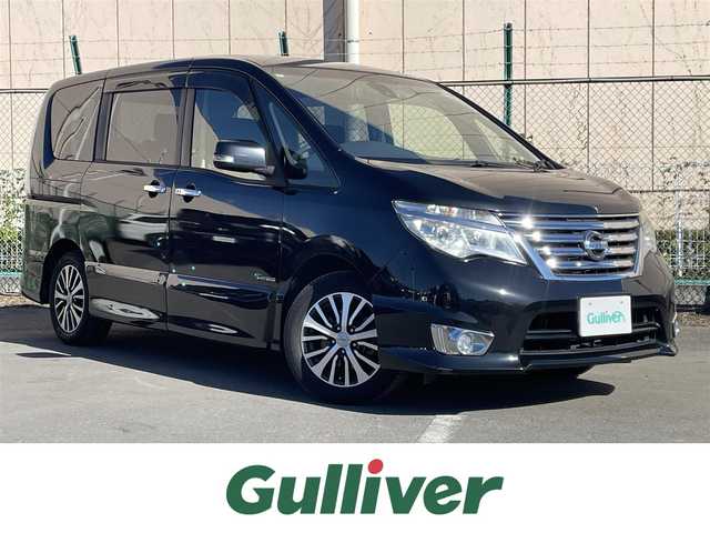 日産 セレナ HWS S HV Vセレ +Sefty 東京都 2015(平27)年 7.8万km ダイヤモンドブラック 純正ナビ　/ＣＤ　/ＤＶＤ　/Ｂｌｕｅｔｏｏｔｈ　/フルセグＴＶ　/バックカメラ　/両側電動スライドドア　/ドライブレコーダー　/後席モニター　/ビルトインＥＴＣ　/ドアバイザー　/フォグランプ　/衝突被害軽減システム