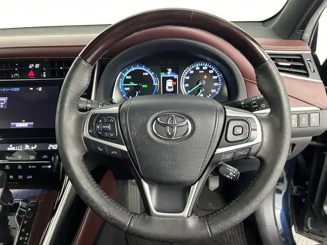 トヨタ ハリアー ハイブリッド プレミアム アドバンスドP 道央・札幌 2016(平28)年 7.7万km ブラッキッシュアゲハガラスフレーク ・４WD/・モデリスタエアロ/・MOP８インチSDナビ/　CD/DVD/USB/SD/BT/フルセグTV/・TV-Kit/・ステアリングスイッチ/・パノラミックビューモニター/・ビルトインETC/・アダプティブクルーズコントロール/・衝突軽減被害ブレーキ/・レーンキープアシスト/・クリアランスソナー/・アイドリングストップ/・横滑り防止装置/・ABS/・オートマチックハイビーム/・オートライト/・LEDヘッドライト/・フォグランプ/・パワーバックドア/・ハーフレザーシート/・D席パワーシート/・純正フロアマット/・プッシュスタート/・スマートキー/・取/保/記