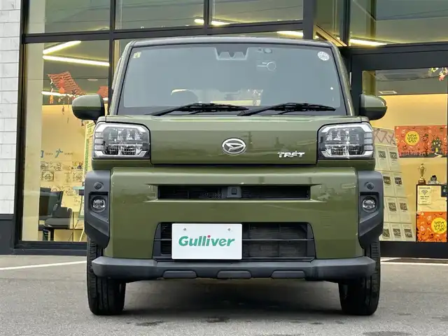 ダイハツ タフト G 愛媛県 2020(令2)年 3.9万km フォレストカーキメタリック KENWOOD7型ナビ(フルセグTV/BT)/バックカメラ/スカイルーフ/前後ドライブレコーダー/前席シートヒーター/スマートアシスト/クリアランスソナー/衝突被害軽減装置/車線逸脱防止装置/電動パーキングブレーキ/AutoHold/LEDヘッドライト/オートライト/アイドリングストップ/ルーフレール/電格ミラー/ステアリングリモコン/シガーソケット/ドアバイザー/現状サマー(純正AW)(165/65/R15)/KUMHO ecowing ES31