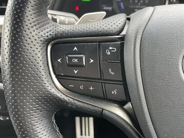 レクサス ＥＳ 300h Fスポーツ 滋賀県 2021(令3)年 4.6万km プラチナムシルバーメタリック ムーンルーフ/純正１２，３インチナビ/（CD/DVD/フルセグ/BT/USB）/パノラミックビューモニター/マークレビンソン/ヘッドアップディスプレイ/３眼LEDヘッドライト/プリクラッシュセーフティ/レーントレーシングアシスト/レーダークルーズコントロール/オートハイビーム/コーナーセンサー/ブラインドスポットモニター/前席パワーシート（メモリ付き）/前席シートヒーター/前席エアシート/ステアリングヒーター/ビルトインETC/前後ドライブレコーダー/電動リアサンシェード/電動リアゲート/純正フロアマット/純正19インチアルミホイール