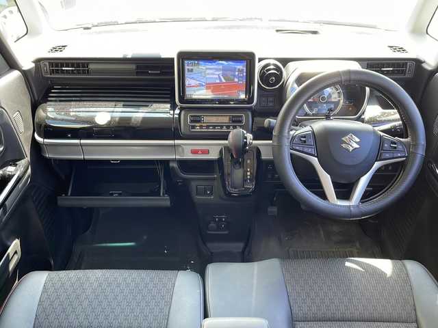スズキ スペーシア カスタム HYBRID XS 沖縄県 2021(令3)年 3.1万km ブリスクブルーM 社外8インチナビ・TV・Bluetooth・CD・DVD/全方位カメラ/両側パワースライドドア/ドライブレコーダー/ETC/オートライト/衝突軽減システム/ステアリングスイッチ/LEDヘッドライト/スマートキー/リアロールサンシェード/リアサーキュレーター