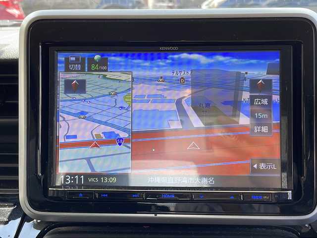 スズキ スペーシア カスタム HYBRID XS 沖縄県 2021(令3)年 3.1万km ブリスクブルーM 社外8インチナビ・TV・Bluetooth・CD・DVD/全方位カメラ/両側パワースライドドア/ドライブレコーダー/ETC/オートライト/衝突軽減システム/ステアリングスイッチ/LEDヘッドライト/スマートキー/リアロールサンシェード/リアサーキュレーター
