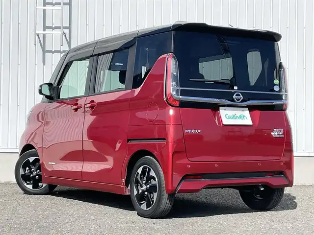 日産 ルークス HWS X プロパイロットED 熊本県 2021(令3)年 3.1万km スパークリングレッド/ブラック 純正SDメモリナビ（MM320D-L）/AM/FM/Bluetooth/SD/フルセグTV/バックカメラ/全周囲カメラ/純正ドライブレコーダー（前方）/ビルトインETC/プロパイロット/・レーダークルーズコントロール/・エマージェンシーブレーキ/・車線逸脱警報/・標識認識機能/・コーナーセンサー/両側パワースライドドア/・電子パーキング/オートブレーキホールド/布シート/・ベンチシート/ステアリングスイッチ/オートライト/・LEDライト/プッシュスタート/・スマートキー/・スペアキー×１/アイドリングストップ/純正フロアマット/純正ドアバイザー/電動格納ミラー/・ウィンカーミラー