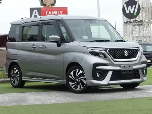 スズキ ソリオ バンディット HV MV 千葉県 2021(令3)年 2.7万km プレミアムシルバーメタリック 165/65R15/デュアルカメラブレーキサポート/ヘッドアップディスプレイ/レーダークルーズコントロール/左パワースライドドア/右イージークローザードア/純正SDナビ/地デジTV/【DVD/CD再生機能　Bluetooth接続】/ドライブレコーダー/前席シートヒーター/革巻きステアリング/ステアリングスイッチ/LEDヘッドライト/フォグライト/ウインカーミラー/リアコーナーセンサー/純正15インチアルミホイル/サイド/カーテンエアバッグ/携帯リモコン