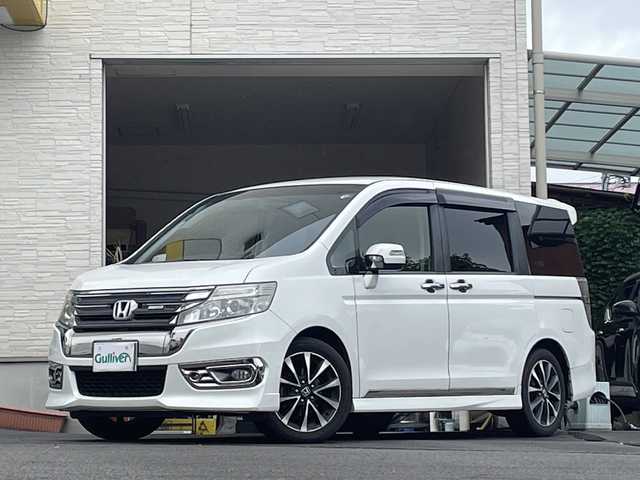 ホンダ ステップワゴン スパーダ Z クールスピリット 大分県 2014(平26)年 9.1万km ホワイトオーキッドパール 両側パワースライドドア /レザー調シートカバー/社外ナビ/フルセグTV/Bluetooth/DVD/純正ビルトインETC/純正17インチアルミホイール/社外フロアマット/純正フリップダウンモニター/オートライト