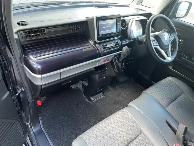 スズキ スペーシア カスタム HYBRID XS ターボ 滋賀県 2022(令4)年 3.1万km ブルーイッシュブラックパール3 社外ナビ/（CD/DVD/BT/フルセグTV）/スズキセーフティサポート/・衝突被害軽減ブレーキ/・車線逸脱警報/・オートハイビーム/・アダプティブクルーズコントロール/バックカメラ/ETC/両側パワースライドドア/D席シートヒーター/ヘッドアップディスプレイ/パーキングセンサー/パドルシフト/LEDヘッドライト/社外フロアマット/純正15インチAW