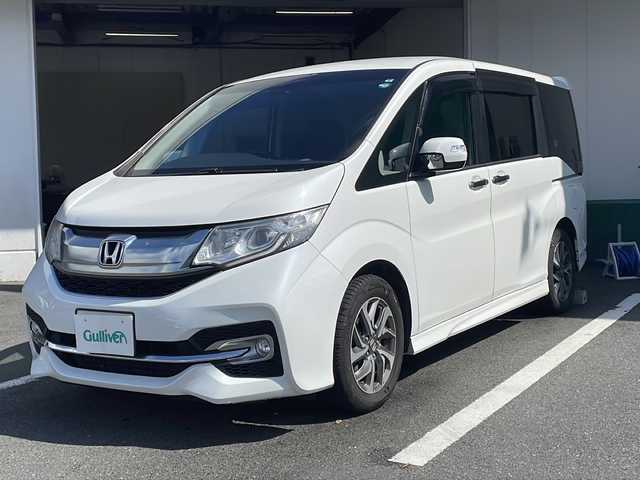 ホンダ ステップワゴン スパーダ 京都府 2015(平27)年 11.5万km ホワイトオーキッドパール 純正メモリナビ/BT/USBHDMI接続/DVD再生/フルセグ/バックカメラ/ホンダセンシング/レーダークルーズコントロール/レーンキープアシスト/両側パワースライドドア/LEDヘッドライト/わくわくゲート/ビルトインETC/純正16インチアルミ/スマートキー