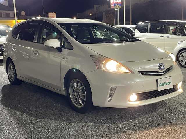 トヨタ プリウス α S 千葉県 2012(平24)年 12.3万km ホワイトパールクリスタルシャイン 純正SDナビ【フルセグ、BT、DVD、CD】/社外16インチアルミホイール/社外16インチアルミ付冬タイヤ積込/純正ホイールキャップ積込/ETC/前後ドラレコ（DRV-MR740）/オートライト/フォグ/バックカメラ/ステアリングスイッチ/フルオートPW/純正フロアマット/保証書/取説/ナビ説