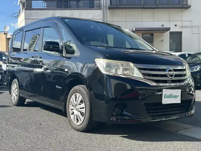 日産 セレナ 20X Sハイブリッド 岡山県 2013(平25)年 11万km スーパーブラック 登録時走行距離109663km/純正SDナビ/(AM/FM/BT/DVD)/ビルトインETC/バックカメラ/片側パワースライド/オートライト/横滑り防止装置/盗難防止装置/ABS/プッシュスタート/スマートキー/スペアキー1本/ハロゲンヘッドライト/保証書/取扱説明書/記録簿
