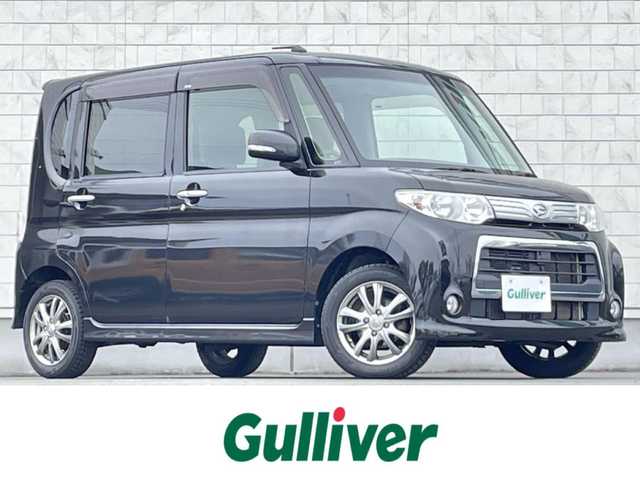 ダイハツ タント カスタム X 岩手県 2012(平24)年 9.9万km ブラックマイカメタリック 4WD/純正SDナビ/→フルセグTV/CD/DVD/BT/USB/ETC/パワースライドドア/オートエアコン/スマートキー/社外アルミホイール/ドアバイザー/フロアマット