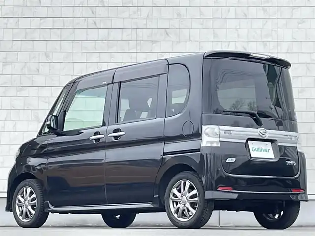 ダイハツ タント カスタム X 岩手県 2012(平24)年 9.9万km ブラックマイカメタリック 4WD/純正SDナビ/→フルセグTV/CD/DVD/BT/USB/ETC/パワースライドドア/オートエアコン/スマートキー/社外アルミホイール/ドアバイザー/フロアマット