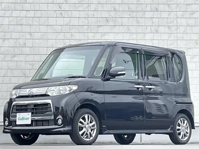 ダイハツ タント カスタム X 岩手県 2012(平24)年 9.9万km ブラックマイカメタリック 4WD/純正SDナビ/→フルセグTV/CD/DVD/BT/USB/ETC/パワースライドドア/オートエアコン/スマートキー/社外アルミホイール/ドアバイザー/フロアマット