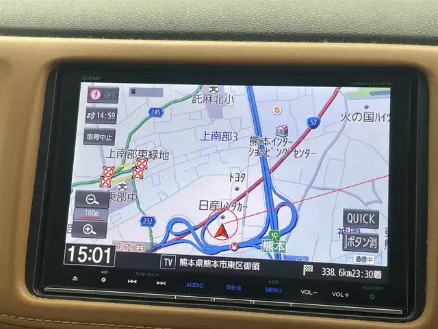 ホンダ ヴェゼル ハイブリッド Z ホンダセンシング 熊本県 2016(平28)年 4.8万km プレミアムクリスタルレッドM モデューロエアロ　/純正8インチナビ　/前後ドライブレコーダー　/バックカメラ　/ビルトインＥＴＣ　/前席シートヒーター　/ホンダセンシング/・衝突軽減ブレーキ/・レーンキープアシスト/・アダブティブクルーズコントロール/・先行車発進お知らせ機能/・路外逸脱抑制機能/・レーンキープアシスト/・標識認識システム/・オートハイビーム/横滑り防止/ハーフレザーシート/コーナーポール/電動パーキングサポート/ブレーキホールド/ジャズブラウン内装/純正フロアマット/純正17インチAW/オートライト/LEDヘッドライト/スマートキー/プッシュスタート/スペアキー1本