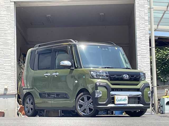 ダイハツ タント ファンクロスターボ 大分県 2023(令5)年 1.7万km 緑 両側パワースライドドア/純正フロアマット/純正15インチアルミホイール/純正LEDヘッドライト/オートライト/社外ETC/社外ナビ/フルセグTV/Bluetooth/DVD/社外ドラレコ/衝突被害軽減ブレーキ/横滑り防止装置/バックカメラ/スマートキー