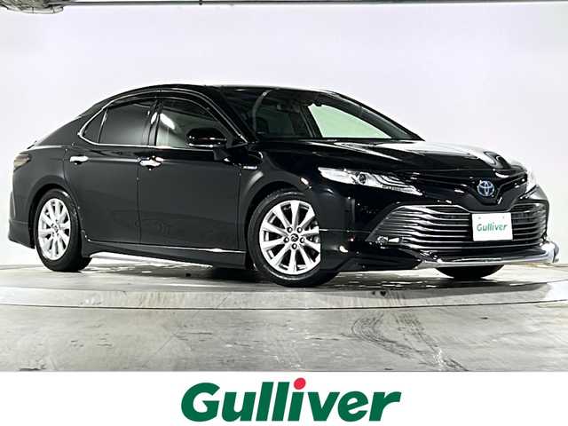 トヨタ カムリ G レザーパッケージ 広島県 2018(平30)年 4.7万km アティチュードブラックマイカ 純正ナビ（CD/DVD/フルセグTV/SD/USB)/バックカメラ/モデリスタエアロ/前方ドライブレコーダー/ビルトインETC2.0/レーダークルーズコントロール/BSM/RCTA/シートヒーター/純正17インチAW/前後コーナーセンサー/LEDヘッドライト/オートライト/オートマチックハイビーム/衝突軽減システム/レーンキープアシスト/横滑り防止装置/パワーシート/スマートキー/スペアキー