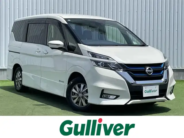 日産 セレナ e－パワー ハイウェイスター V 香川県 2019(平31)年 5.9万km ブリリアントホワイトパール 登録時走行距離：58184km/ディーラー純正9型ナビ/　CD DVD BT フルセグTV/全方位カメラ/前後ドライブレコーダー/ビルトインETC/デジタルインナーミラー/両側パワースライドドア/エマージェンシーブレーキ/レーンキープアシスト/レーダークルーズコントロール/クリアランスソナー/横滑り防止装置/オートホールド機能付き電子パーキングブレーキ/ロールサンシェード/ISOFIX/革巻きステアリング/ステアリングスイッチ/プッシュスタート/スマートキー/スペアキー