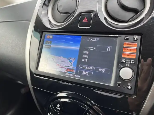 日産 ノート X DIG－S 鳥取県 2012(平24)年 11.1万km スーパーブラック スーパーチャージャー/純正ナビ/ワンセグ/CD/AUX/プッシュエンジンスタート/純正14インチアルミホイール/アイドリングストップ/電動格納ミラー/フロアマット/ドアバイザー/保証書/取扱説明書