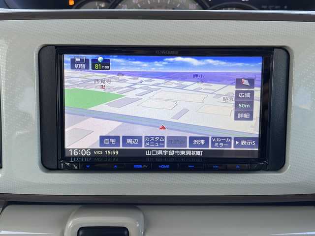 ダイハツ ムーヴ キャンバス G メイクアップ リミテッド　SAⅢ 山口県 2022(令4)年 4.6万km パールホワイトⅢ/ナチュラルベージュマイカメタリック 2トーン 社外ナビ【ケンウッド】/・ワンセグテレビ/・CD/DVD再生/・AM/FMラジオ/・Bluetooth/・AUX/iPod/バックカメラ/アラウンドビューモニター/両側パワースライドドア/ETC/運転席シートヒーター/スマートキー/スペアキー/プッシュスタート/ドリンクホルダー/LEDヘッドライト/フォグライト/サイドマーカーランプ/スマートアシスト3/・衝突回避支援ブレーキ/・衝突警報機能/・ブレーキ制御付き誤発進抑制機能/・ふらつき警報/・コーナーセンサー/保証書/取扱説明書