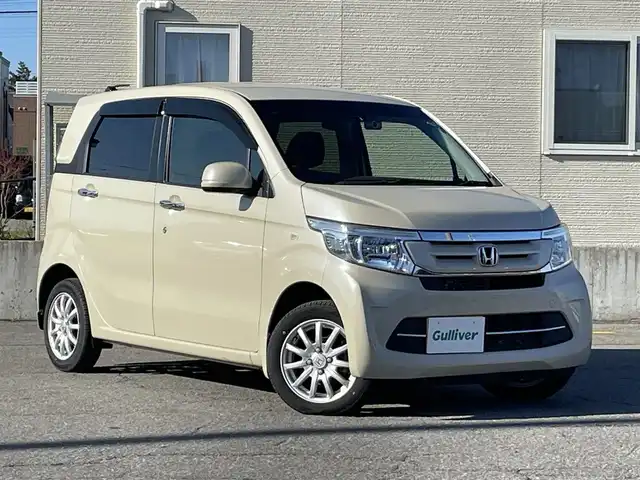 ホンダ Ｎ ＷＧＮ G SSコンフォートパッケージ 青森県 2017(平29)年 4.4万km プレミアムアイボリーP Gathers製ナビ（VXM-172CSi）/　CD、SD、USB、BT/ワンセグTV/前席シートヒーター/前方ドライブレコーダー/純正エンジンスターター/ビルトインETC/HIDヘッドライト/衝突軽減システム/４WD/保証書/取扱い説明書