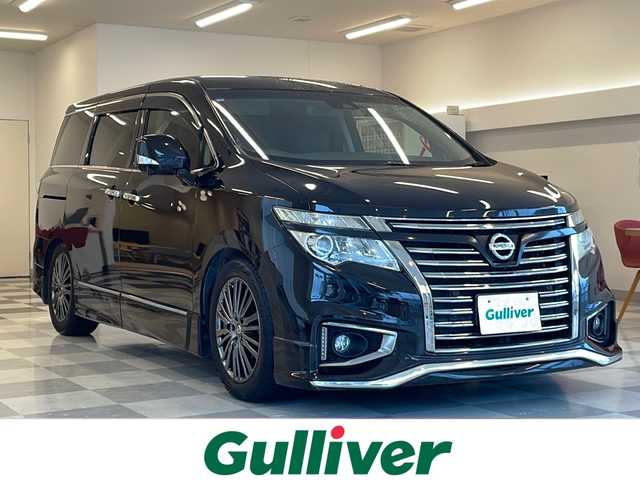 日産 エルグランド 250HWS S アーバンクロム 岐阜県 2019(平31)年 3.9万km ファントムブラック メーカーＯＰナビゲーション/BOSEサウンドシステム/アラウンドビューモニター/Bluetooth/フルセグ視聴/純正後席モニター/両側電動スライドドア/ドライブレコーダー/LEDヘッドライト/オートライト/エマージェンシーブレーキ/レーンキープアシスト/プッシュスタート/スマートキー/ハーフレザーシート/USBポート/車高調