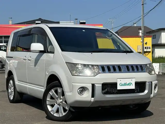 三菱 デリカＤ：５ D－Power package 道東・釧路十勝 2014(平26)年 6.5万km ウォームホワイトパール 4WD/社外SDナビ/(CD/DVD/SD/BT)/フルセグTV/バックカメラ/両側パワースライドドア/パドルシフト/オートライト/HIDヘッドライト/フロントフォグランプ/純正AW付き18インチ/前席シートヒーター/スマートキー/スペアキー/純正フロアマット
