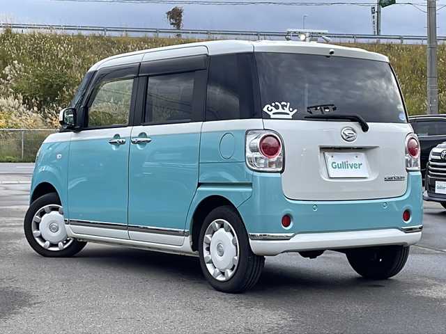 ダイハツ ムーヴ キャンバス X メイクアップ リミテッド SAⅢ 青森県 2018(平30)年 4.1万km パールホワイトⅢ/ファインミントメタリック 2トーン ・4WD/・社外ナビ/・AM/FM/BT/TV/・全方位カメラ/・両側パワースライドドア/・衝突軽減装置/・横滑り抑制装置/・盗難防止装置/・スマートキー/・プッシュスタート/・オートライト/・オートハイビーム/・純正エンジンスターター/・社外フロアマット/・保証書・取説