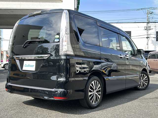 日産 セレナ ハイウェイスター Sハイブリッド 埼玉県 2014(平26)年 7.2万km ダイヤモンドブラック 外部検査実施済み/後期型/ハイブリッドモデル/エマージェンシーブレーキ/レーンキープアシスト/クルーズコントロール/純正ナビTV/純正フリップダウンモニター/純正16インチアルミホイール/両側電動スライドドア/LEDヘッドライト/フォグランプ/バックカメラ/オートライト/プッシュスタート/スマートキー/電動格納ミラー/ETC/アイドリングストップ