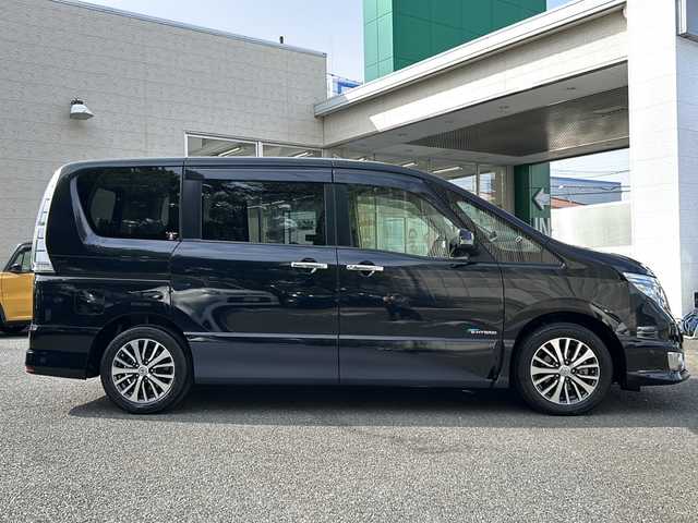 日産 セレナ ハイウェイスター Sハイブリッド 埼玉県 2014(平26)年 7.2万km ダイヤモンドブラック 外部検査実施済み/後期型/ハイブリッドモデル/エマージェンシーブレーキ/レーンキープアシスト/クルーズコントロール/純正ナビTV/純正フリップダウンモニター/純正16インチアルミホイール/両側電動スライドドア/LEDヘッドライト/フォグランプ/バックカメラ/オートライト/プッシュスタート/スマートキー/電動格納ミラー/ETC/アイドリングストップ