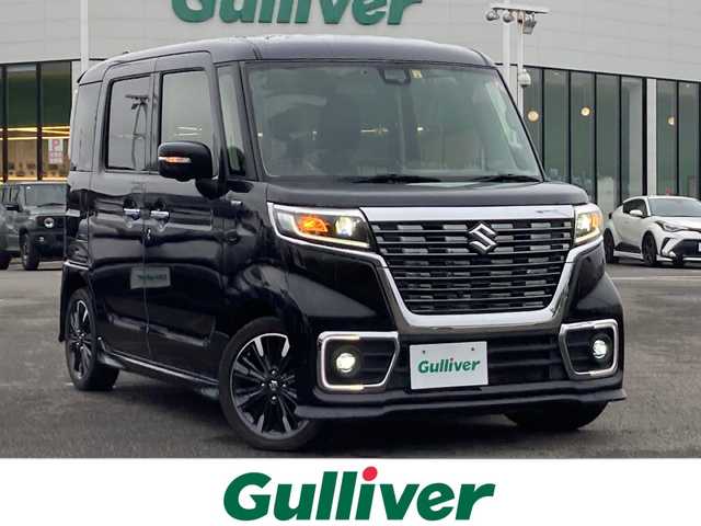 スズキ スペーシア カスタム HYBRID XS ターボ 佐賀県 2018(平30)年 5.8万km ブルーイッシュブラックパール3 Panasonicナビ/全方位カメラ/衝突被害軽減ブレーキ/車線逸脱警報機能/オートハイビーム機能/コーナーセンサー/ヘッドアップディスプレイ/両側パワースライドドア/クルーズコントロール/ステアリングスイッチ/ビルトインETC/スマートキー/スマートキー/LEDヘッドライト/フォグライト/純正アルミホイール